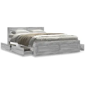 vidaXL Cadre de lit avec tête de lit sonoma gris 120x200 cm pas cher