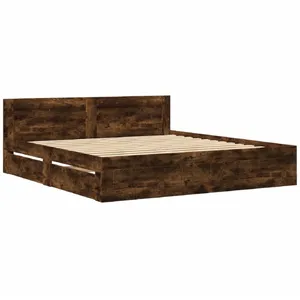 vidaXL Cadre de lit avec tête de lit chêne fumé 200x200 cm pas cher