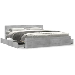 vidaXL Cadre de lit avec tête de lit gris béton 200x200 cm