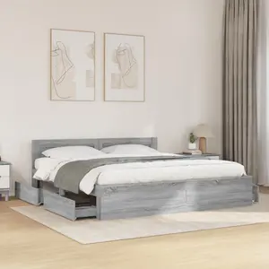 vidaXL Cadre de lit avec tête de lit sonoma gris 180x200 cm pas cher