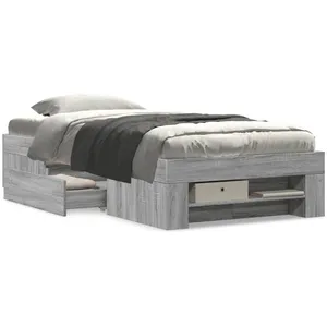 vidaXL Cadre de lit sonoma gris 90x200 cm bois d'ingénierie pas cher