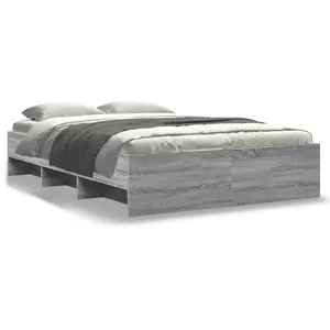vidaXL Cadre de lit sonoma gris 140x190 cm bois d'ingénierie pas cher