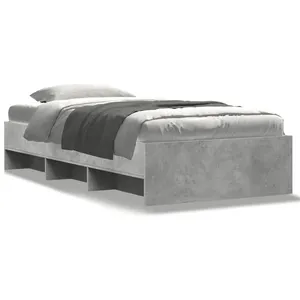vidaXL Cadre de lit gris béton 90x200 cm bois d'ingénierie pas cher