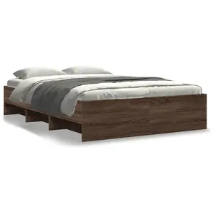 vidaXL Cadre de lit chêne marron 140x200 cm bois d'ingénierie