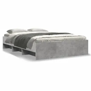 vidaXL Cadre de lit gris béton 120x200 cm bois d'ingénierie pas cher