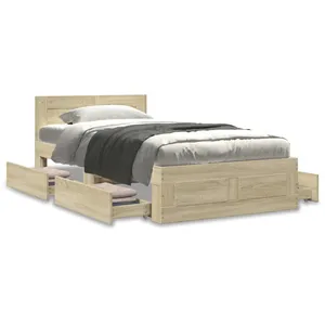 vidaXL Cadre de lit avec tête de lit chêne sonoma 75x190 cm pas cher