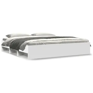 vidaXL Cadre de lit blanc 200x200 cm bois d'ingénierie pas cher