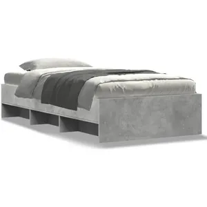 vidaXL Cadre de lit gris béton 100x200 cm bois d'ingénierie pas cher
