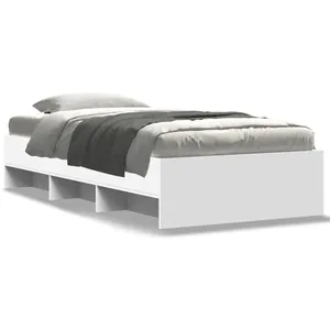 vidaXL Cadre de lit blanc 100x200 cm bois d'ingénierie pas cher