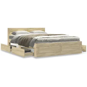 vidaXL Cadre de lit avec tête de lit chêne sonoma 120x190 cm pas cher