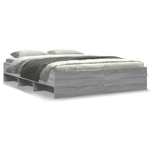 vidaXL Cadre de lit sonoma gris 150x200 cm bois d'ingénierie pas cher