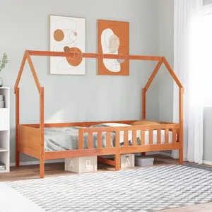 vidaXL Cadre de lit d'enfants forme de maison 90x200cm bois massif pin pas cher