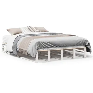 vidaXL Cadre de lit Blanc 120x190 cm Bois de pin massif pas cher