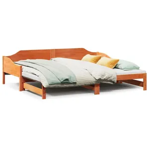 Lit de jour avec lit gigogne cire marron 80x200 cm pin massif vidaXL pas cher