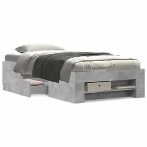 vidaXL Cadre de lit gris béton 90x200 cm bois d'ingénierie pas cher