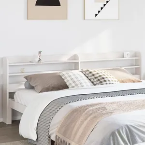 vidaXL Tête de lit avec étagères blanc 200 cm bois massif de pin pas cher