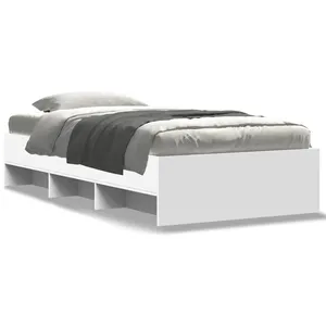 vidaXL Cadre de lit blanc 75x190 cm bois d'ingénierie pas cher