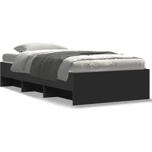 vidaXL Cadre de lit noir 75x190 cm bois d'ingénierie pas cher