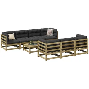vidaXL Salon de jardin 8 pcs avec coussins bois de pin imprégné pas cher