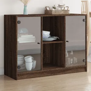 vidaXL Buffet chêne marron 102x37x75,5 cm bois d'ingénierie pas cher