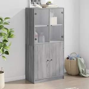 vidaXL Buffet haut avec portes gris sonoma 68x37x142cm bois ingénierie pas cher