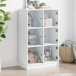 vidaXL Buffet haut avec portes blanc 68x37x109 cm bois d'ingénierie pas cher
