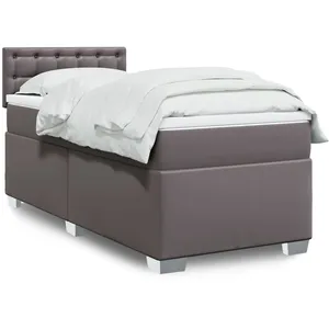 vidaXL Sommier à lattes de lit avec matelas Gris 80x200 cm Similicuir pas cher