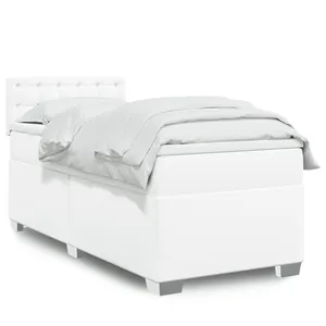 vidaXL Sommier à lattes de lit avec matelas Blanc 80x200 cm Similicuir pas cher