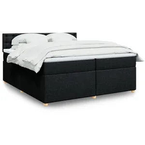 vidaXL Sommier à lattes de lit avec matelas Noir 200x200 cm Tissu pas cher