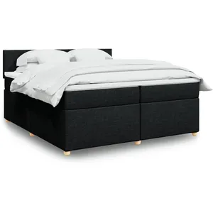 vidaXL Sommier à lattes de lit avec matelas Noir 200x200 cm Tissu pas cher