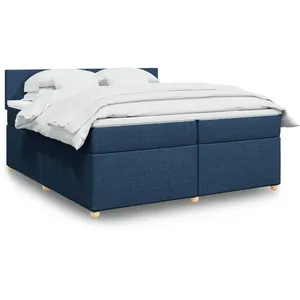vidaXL Sommier à lattes de lit avec matelas Bleu 200x200 cm Tissu pas cher