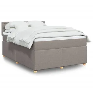 vidaXL Sommier à lattes de lit avec matelas Taupe 160x200 cm Tissu pas cher
