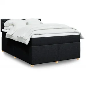 vidaXL Sommier à lattes de lit avec matelas Noir 140x200 cm Tissu pas cher