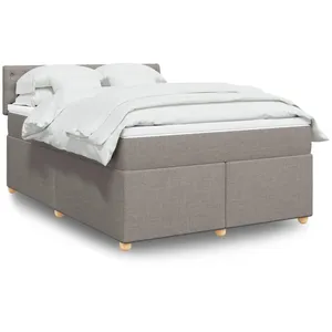 vidaXL Sommier à lattes de lit avec matelas Taupe 140x200 cm Tissu pas cher