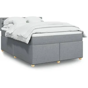 vidaXL Sommier à lattes de lit avec matelas Gris clair 140x200cm Tissu pas cher