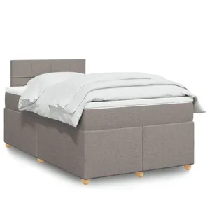 vidaXL Sommier à lattes de lit avec matelas Taupe 120x200 cm Tissu pas cher