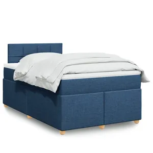 vidaXL Sommier à lattes de lit avec matelas Bleu 120x200 cm Tissu pas cher