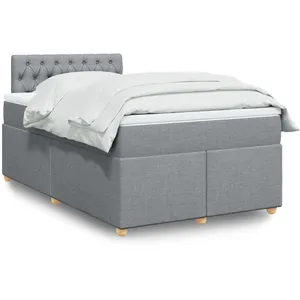 vidaXL Sommier à lattes de lit avec matelas Gris clair 120x200cm Tissu pas cher