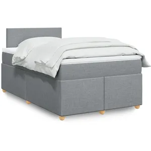 vidaXL Sommier à lattes de lit avec matelas Gris clair 120x200cm Tissu pas cher