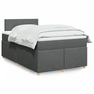 vidaXL Sommier à lattes de lit avec matelas Gris foncé 120x200cm Tissu pas cher