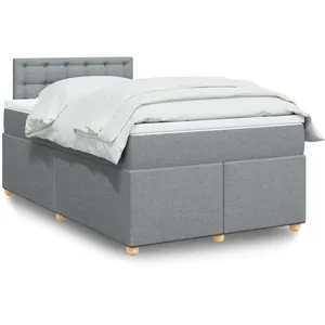 vidaXL Sommier à lattes de lit avec matelas Gris clair 120x200cm Tissu pas cher