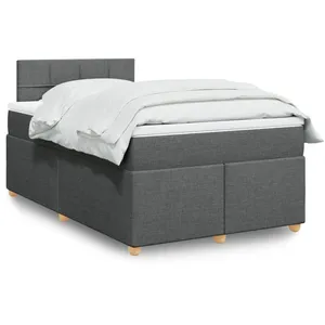 vidaXL Sommier à lattes de lit avec matelas gris foncé 120x190cm tissu pas cher