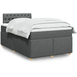 vidaXL Sommier à lattes de lit avec matelas gris foncé 120x190cm tissu pas cher