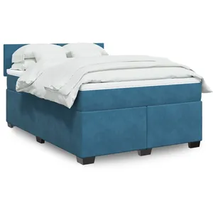 vidaXL Sommier à lattes de lit et matelas bleu 160x200 cm velours pas cher