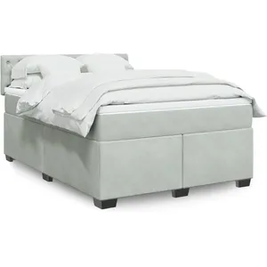 vidaXL Sommier à lattes de lit et matelas Gris clair 160x200cm Velours pas cher