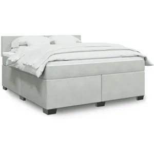 vidaXL Sommier à lattes de lit et matelas Gris clair 180x200cm Velours pas cher