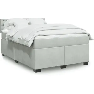 vidaXL Sommier à lattes de lit et matelas Gris clair 140x190cm Velours pas cher