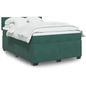 vidaXL Sommier à lattes de lit et matelas Vert foncé 140x200cm Velours pas cher