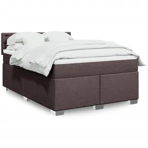 vidaXL Sommier à lattes de lit avec matelas Marron foncé 140x190 cm pas cher