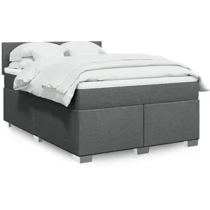 vidaXL Sommier à lattes de lit avec matelas Gris foncé 140x190cm Tissu pas cher